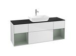 Villeroy und Boch Finion Waschtischunterschrank F862GMMT 160cm, Abdeckplatte black matt, Regale Olive matt lacquer, White matt lacquer