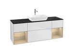 Villeroy und Boch Finion Waschtischunterschrank F862PCMT 160cm, Abdeckplatte black matt, Regale Oak Veneer, White matt lacquer