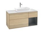 Villeroy und Boch Finion Waschtischunterschrank F831HGPC 120cm, Abdeckplatte white matt, Regale Midnight matt lacquer, Oak Veneer