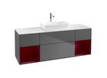 Villeroy und Boch Finion Waschtischunterschrank F861HBGK 160cm, Abdeckplatte white matt, Regale Peony matt lacquer, Anthracite matt