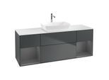 Villeroy und Boch Finion Waschtischunterschrank F861GKHG 160cm, Abdeckplatte white matt, Regale Anthracite matt lacquer, Midnight Blue Matt Lacquer