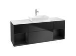 Villeroy und Boch Finion Waschtischunterschrank F861PDPD 160cm, Abdeckplatte white matt, Regale Black matt lacquer, Black matt lacquer