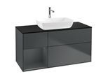 Villeroy und Boch Finion Waschtischunterschrank G822HGHG 120cm, Abdeckplatte black matt, Emotion, Regale Midnight matt lacquer, Midnight Blue Matt Lacquer