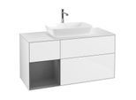 Villeroy und Boch Finion Waschtischunterschrank G821GKGF 120cm, Abdeckplatte white matt, Emotion, Regale Anthracite matt lacquer, Glossy white lacquer