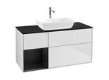 Villeroy und Boch Finion Waschtischunterschrank G822PDMT 120cm, Abdeckplatte black matt, Emotion, Regale Black matt lacquer, White matt lacquer