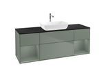 Villeroy und Boch Finion Waschtischunterschrank G862GMGM 160cm, Abdeckplatte black matt, Emotion, Regale Olive matt lacquer, Olive Matt Lacquer
