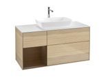 Villeroy und Boch Finion Waschtischunterschrank G821GNPC 120cm, Abdeckplatte white matt, Emotion, Regale Walnut Veneer, Oak Veneer