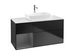 Villeroy und Boch Finion Waschtischunterschrank G821GKPD 120cm, Abdeckplatte white matt, Emotion, Regale Anthracite matt lacquer, Black matt lacquer