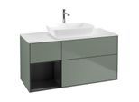 Villeroy und Boch Finion Waschtischunterschrank G821PDGM 120cm, Abdeckplatte white matt, Emotion, Regale Black matt lacquer, Olive Matt Lacquer