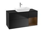 Villeroy und Boch Finion Waschtischunterschrank F832GNPD 120cm, Abdeckplatte black matt, Regale Walnut Veneer, Black matt lacquer