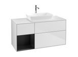 Villeroy und Boch Finion Waschtischunterschrank G821PDMT 120cm, Abdeckplatte white matt, Emotion, Regale Black matt lacquer, White matt lacquer