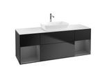 Villeroy und Boch Finion Waschtischunterschrank G861GKPD 160cm, Abdeckplatte white matt, Emotion, Regale Anthracite matt lacquer, Black matt lacquer
