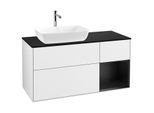 Villeroy und Boch Finion Waschtischunterschrank G812PDGF 120cm, Abdeckplatte black matt, Emotion, Regale Black matt lacquer, Glossy white lacquer