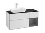 Villeroy und Boch Finion Waschtischunterschrank F812GKMT 120cm, Abdeckplatte black matt, Regale Anthracite matt lacquer, White matt lacquer