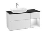 Villeroy und Boch Finion Waschtischunterschrank F812MTMT 120cm, Abdeckplatte black matt, Regale White matt lacquer, White matt lacquer