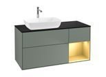 Villeroy und Boch Finion Waschtischunterschrank F812HFGM 120cm, Abdeckplatte black matt, Regale Gold matt lacquer, Olive Matt Lacquer