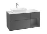 Villeroy und Boch Finion Waschtischunterschrank F811GKGK 120cm, Abdeckplatte white matt, Regale Anthracite matt lacquer, Anthracite matt