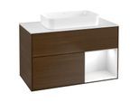 Villeroy und Boch Finion Waschtischunterschrank G661GFGN 100x60,3x50,1cm, Regal rechts Glossy white lacquer, Walnut veneer
