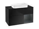 Villeroy und Boch Finion Waschtischunterschrank G662HGPD 100x60,3x50,1cm, Regal rechts Midnight Blue Matt Lacquer, Black matt lacquer