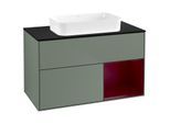 Villeroy und Boch Finion Waschtischunterschrank G662HBGM 100x60,3x50,1cm, Regal rechts Peony, Olive Matt Lacquer