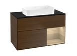 Villeroy und Boch Finion Waschtischunterschrank G662PCGN 100x60,3x50,1cm, Regal rechts Oak Veneer, Walnut veneer