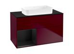 Villeroy und Boch Finion Waschtischunterschrank G652PDHB 100x60,3x50,1cm, Regal links Black matt lacquer, Peony Matt