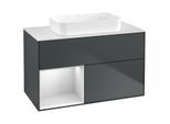 Villeroy und Boch Finion Waschtischunterschrank G651MTHG 100x60,3x50,1cm, Regal links White matt lacquer, Midnight Blue Matt Lacquer