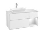 Villeroy und Boch Finion Waschtischunterschrank G811MTGF 120cm, Abdeckplatte white matt, Emotion, Regale White matt lacquer, Glossy white lacquer