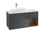 Villeroy und Boch Finion Waschtischunterschrank G811GNHG 120cm, Abdeckplatte white matt, Emotion, Regale Walnut Veneer, Midnight Blue Matt Lacquer