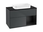 Villeroy und Boch Finion Waschtischunterschrank F662PDHG 100x60,3x50,1cm, Regal rechts Black matt lacquer, Midnight Blue Matt Lacquer