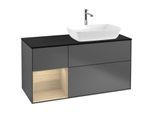 Villeroy und Boch Finion Waschtischunterschrank F802PCGK 120cm, Abdeckplatte black matt, Regale Oak Veneer, Anthracite matt