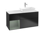 Villeroy und Boch Finion Waschtischunterschrank F801GMPD 120cm, Abdeckplatte white matt, Regale Olive matt lacquer, Black matt lacquer