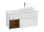 Villeroy und Boch Finion Waschtischunterschrank F801GNMT 120cm, Abdeckplatte white matt, Regale Walnut Veneer, White matt lacquer