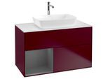 Villeroy und Boch Finion Waschtischunterschrank F771GKHB 100cm, Abdeckplatte white matt, Regale Anthracite matt lacquer, Peony Matt