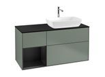 Villeroy und Boch Finion Waschtischunterschrank G802PDGM 120cm, Abdeckplatte black matt, Emotion, Regale Black matt lacquer, Olive Matt Lacquer