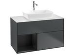 Villeroy und Boch Finion Waschtischunterschrank F771PDHG 100cm, Abdeckplatte white matt, Regale Black matt lacquer, Midnight Blue Matt Lacquer