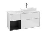 Villeroy und Boch Finion Waschtischunterschrank G801PDMT 120cm, Abdeckplatte white matt, Emotion, Regale Black matt lacquer, White matt lacquer