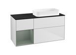 Villeroy und Boch Finion Waschtischunterschrank F682GMMT 120x60,3x50,1cm, Regal links Olive Matt Lacquer, White matt lacquer