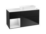 Villeroy und Boch Finion Waschtischunterschrank F681MTPD 120x60,3x50,1cm, Regal links White matt lacquer, Black matt lacquer