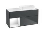 Villeroy und Boch Finion Waschtischunterschrank F681GFHG 120x60,3x50,1cm, Regal links Glossy white lacquer, Midnight Blue Matt Lacquer