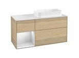 Villeroy und Boch Finion Waschtischunterschrank F681MTPC 120x60,3x50,1cm, Regal links White matt lacquer, Oak Veneer