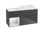 Villeroy und Boch Finion Waschtischunterschrank F681MTHG 120x60,3x50,1cm, Regal links White matt lacquer, Midnight Blue Matt Lacquer