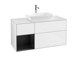 Villeroy und Boch Finion Waschtischunterschrank F821PDGF 120cm, Abdeckplatte white matt, Regale Black matt lacquer, Glossy white lacquer
