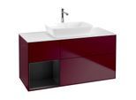 Villeroy und Boch Finion Waschtischunterschrank F821PDHB 120cm, Abdeckplatte white matt, Regale Black matt lacquer, Peony Matt