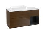 Villeroy und Boch Finion Waschtischunterschrank F691PDGN 120x60,3x50,1cm, Regal rechts Black matt lacquer, Walnut veneer