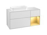 Villeroy und Boch Finion Waschtischunterschrank F691HFMT 120x60,3x50,1cm, Regal rechts Gold matt, White matt lacquer