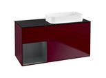 Villeroy und Boch Finion Waschtischunterschrank G682HGHB 120x60,3x50,1cm, Regal links Midnight Blue Matt Lacquer, Peony Matt