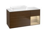 Villeroy und Boch Finion Waschtischunterschrank F691PCGN 120x60,3x50,1cm, Regal rechts Oak Veneer, Walnut veneer