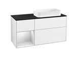 Villeroy und Boch Finion Waschtischunterschrank G682MTGF 120x60,3x50,1cm, Regal links White matt lacquer, Glossy white lacquer