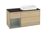 Villeroy und Boch Finion Waschtischunterschrank G682GMPC 120x60,3x50,1cm, Regal links Olive Matt Lacquer, Oak Veneer